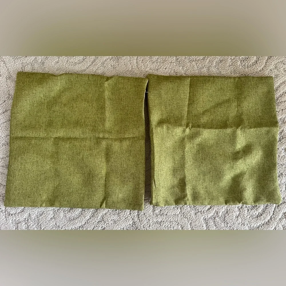 2 NEW Throw pillow covers 16” x 16” green linen look zipper closure